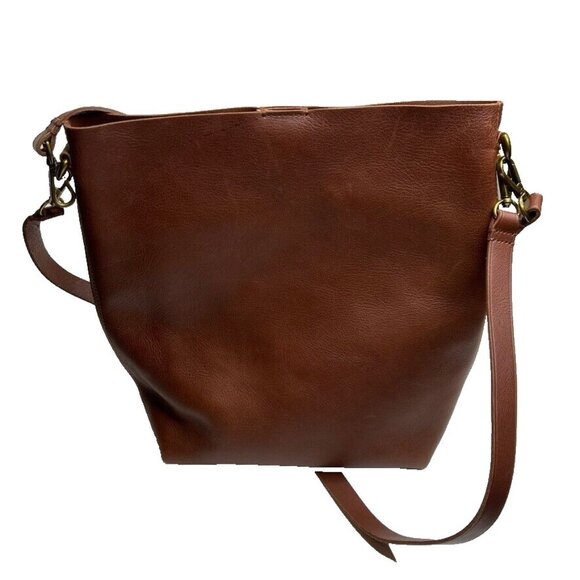 Madewell Rich Brown Leather bucket tote - Picture 3 of 14